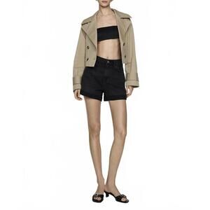 Mango High-Waisted Mom-Fit Denim Shorts Black NWT Size 4 / Small
